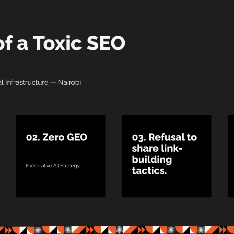 Infographic detailing the 7 red flags to watch for when hiring an SEO agency in Kenya, including guaranteed rankings, lack of GEO strategy, and commodity pricing, designed by Jukwaa Strategies.